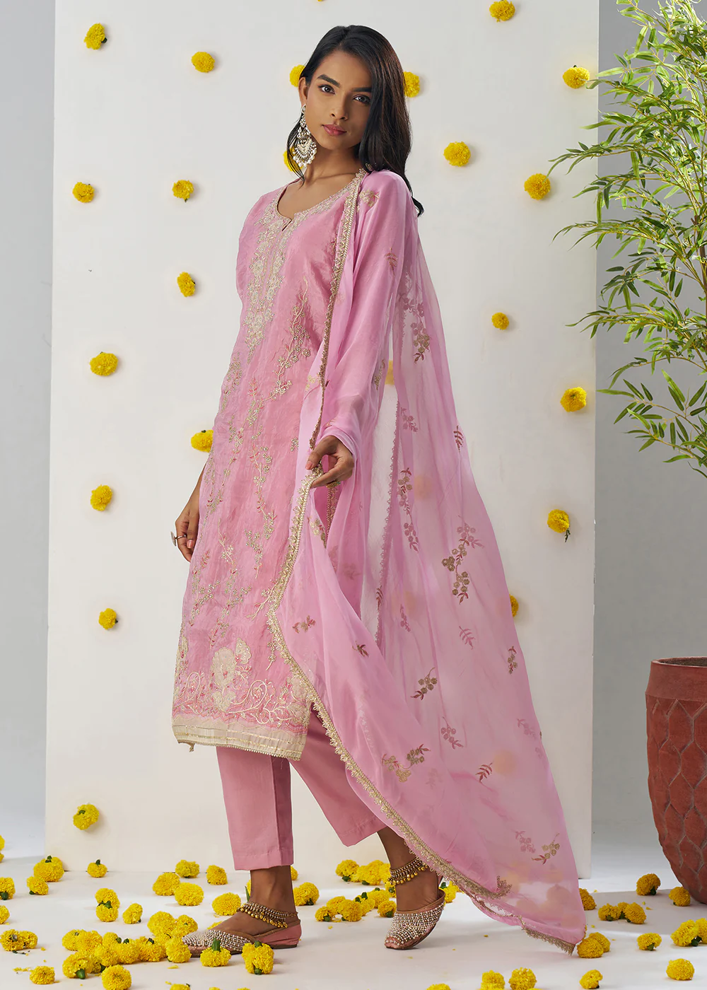 Rose Pink Fancy Crush Embroidered Festive Salwar Suit - Image 4