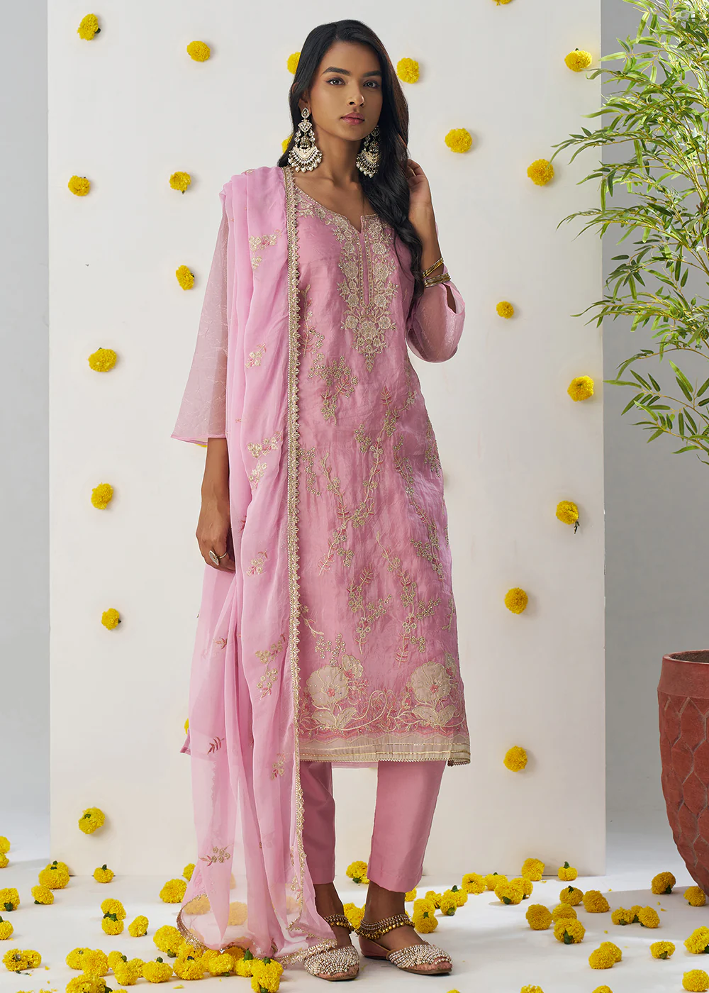 Rose Pink Fancy Crush Embroidered Festive Salwar Suit - Image 5