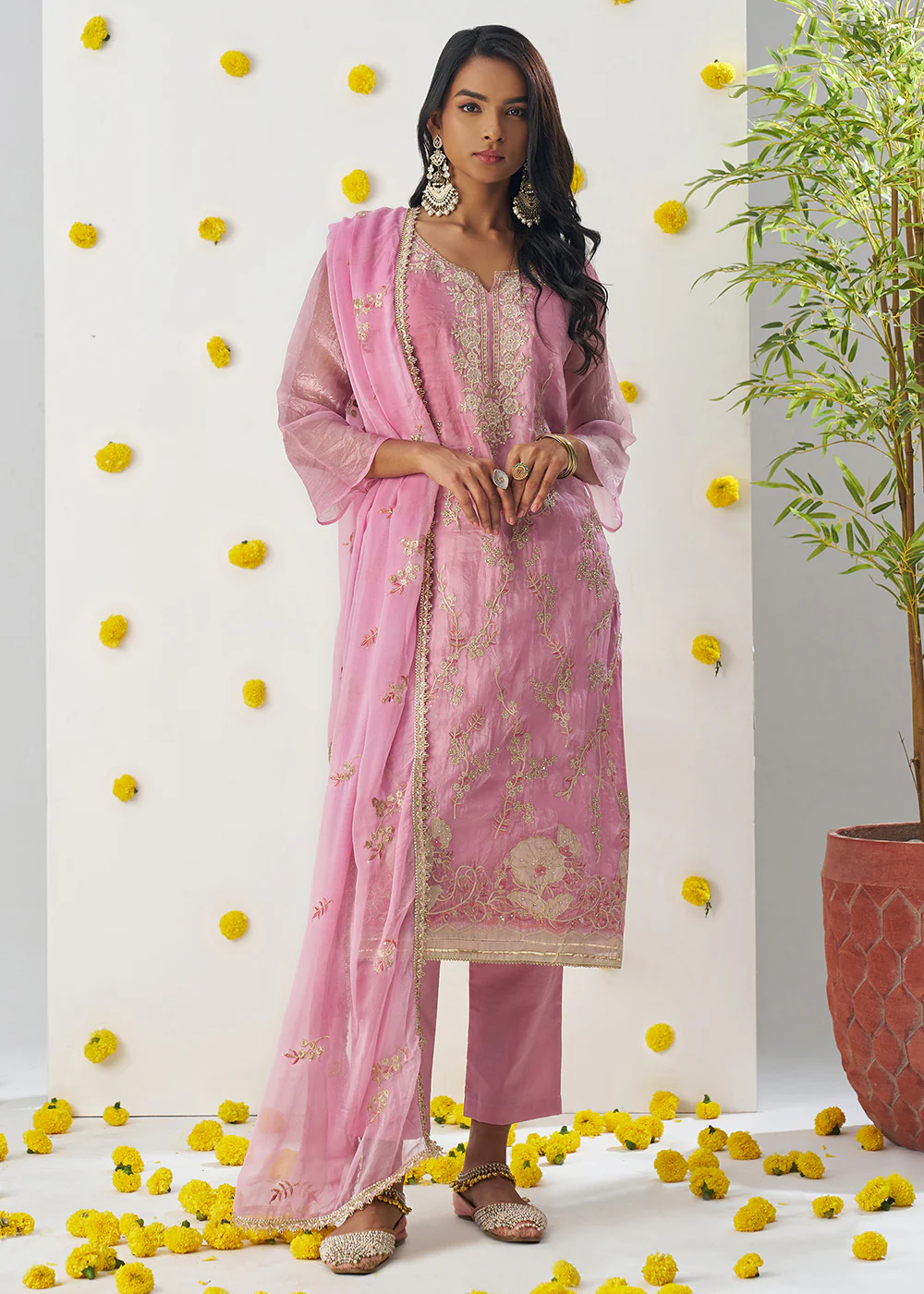 Rose Pink Fancy Crush Embroidered Festive Salwar Suit - Image 6