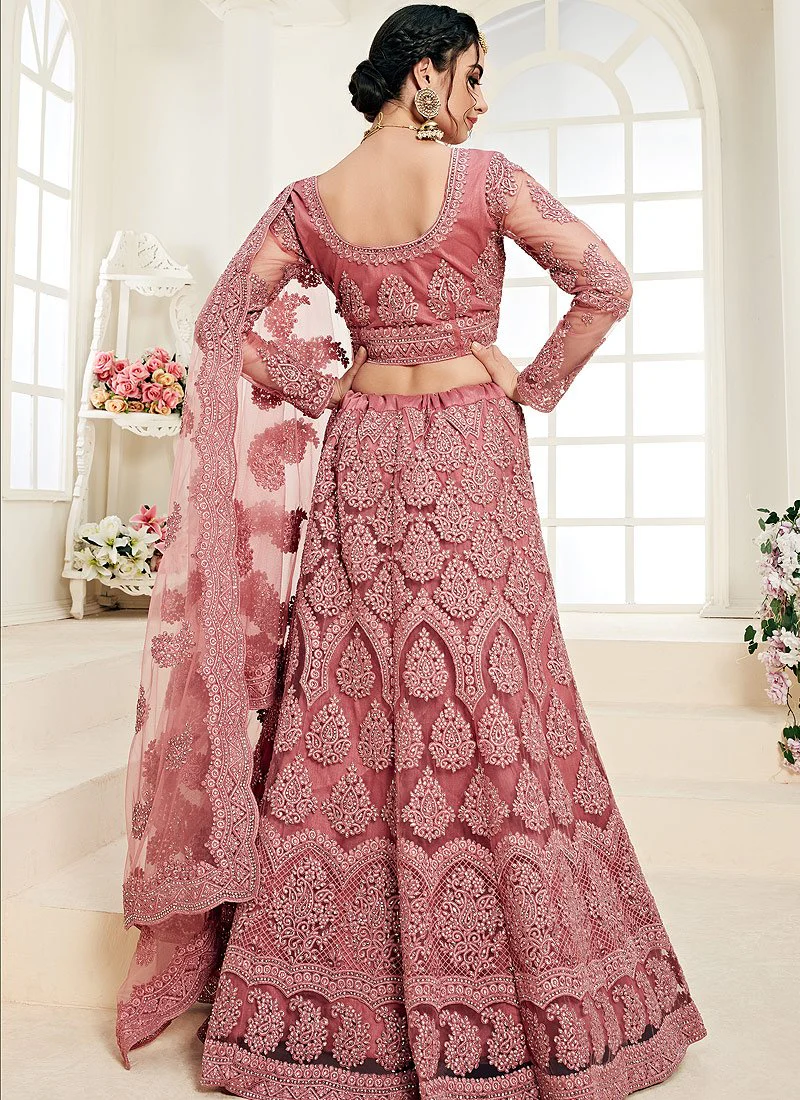 Rouge Pink A Line Trendy Wedding Lehenga Choli - Image 3