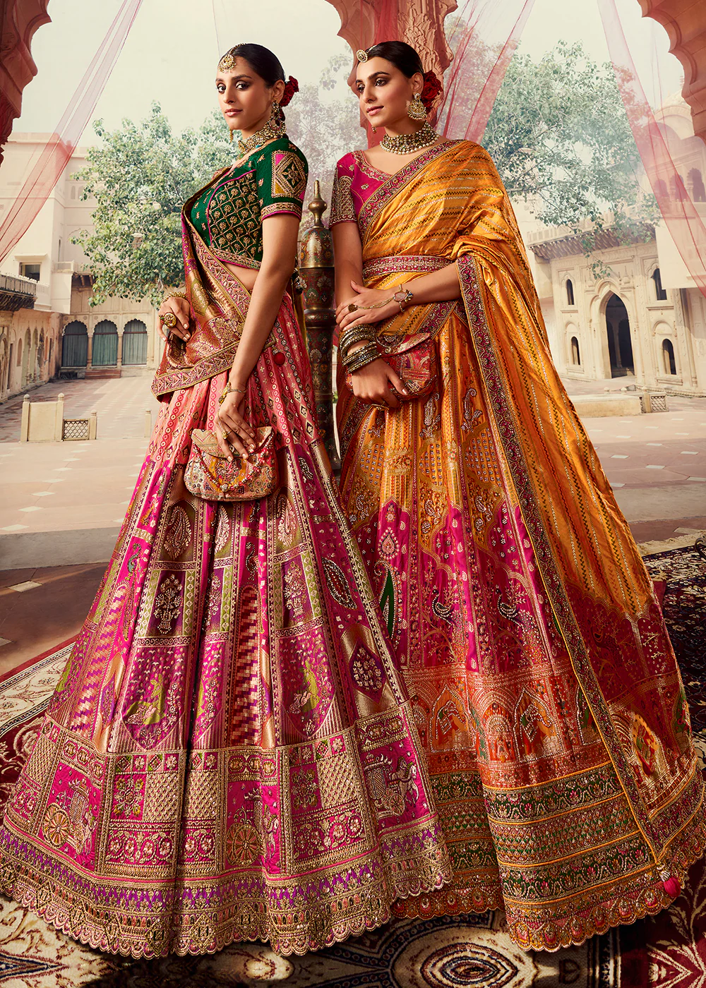 Royal Multicolor Green Embroidered Bridal Lehenga Choli - Image 5