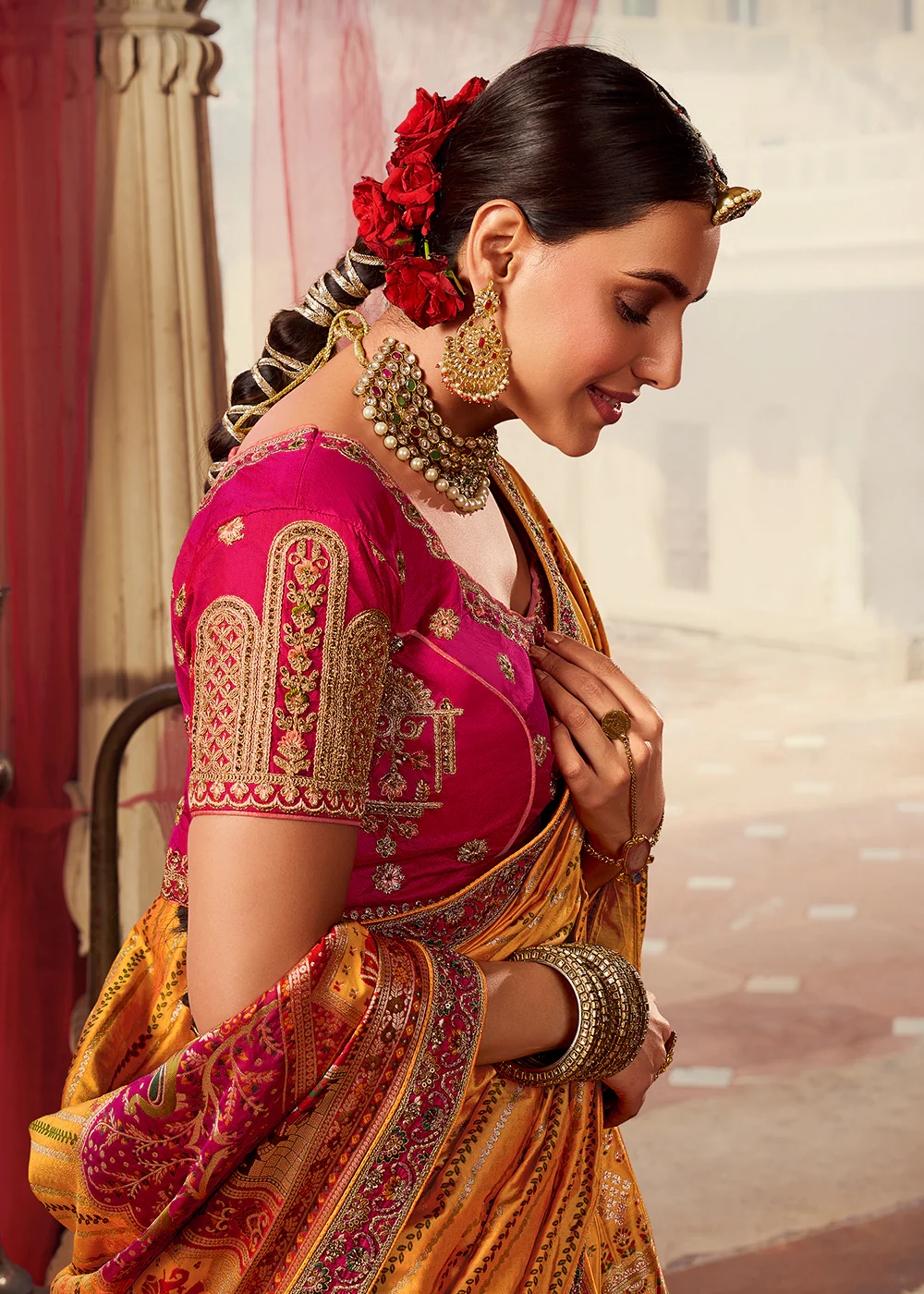 Royal Multicolor Pink Embroidered Bridal Lehenga Choli - Image 2
