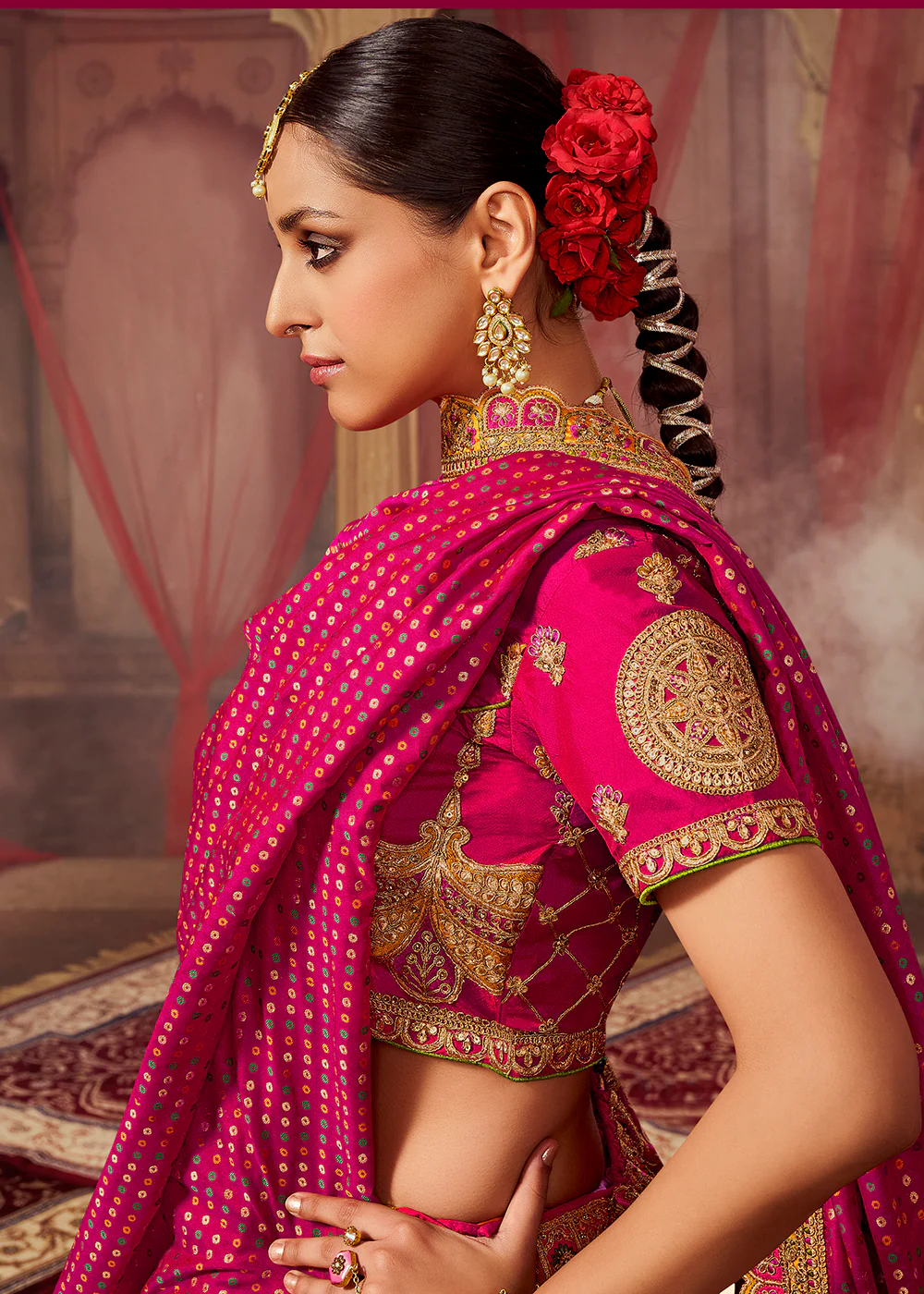 Royal Multicolor Yellow Embroidered Bridal Lehenga Choli - Image 4