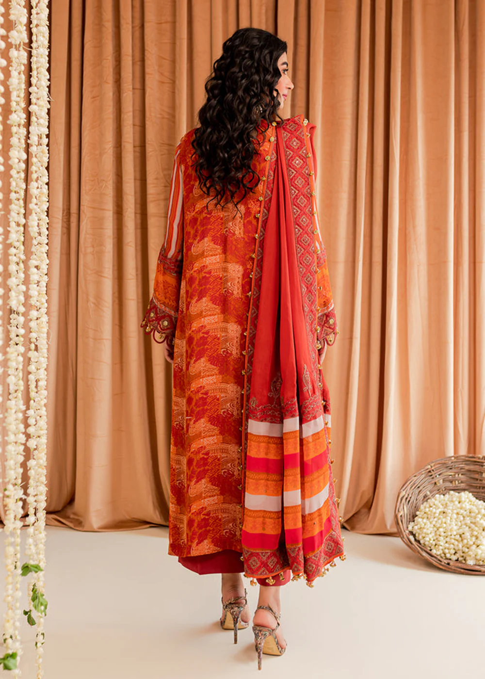 Rust Chiffon Suit - Vasal Formals ’23 By Charizma | VSL-06 - Image 3