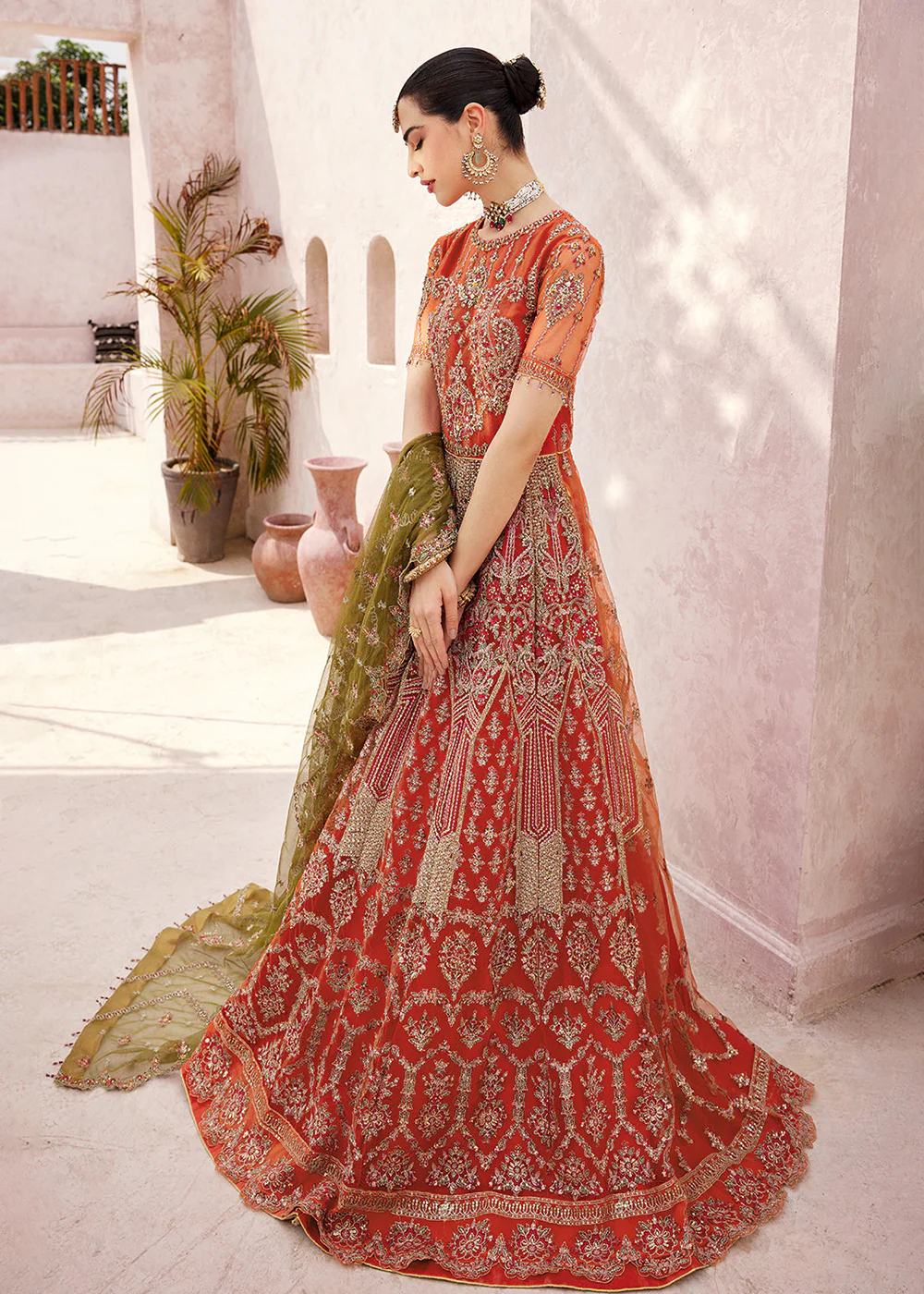 Rust Maxi Dress | Emaan Adeel | Mirha Wedding Edition '23 | MH-208 - Image 5
