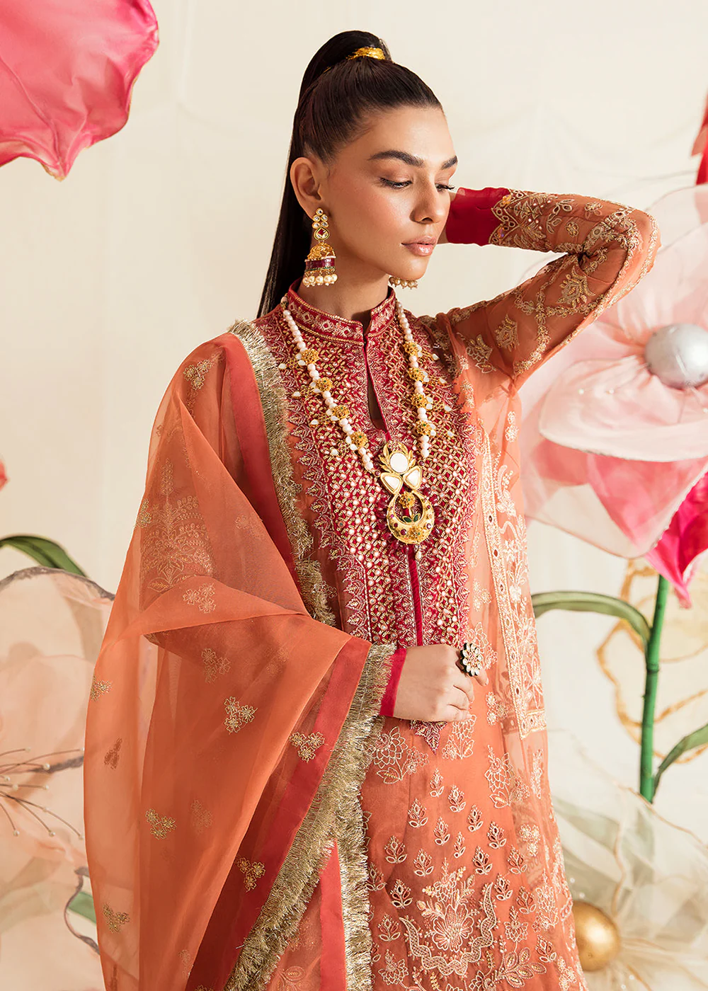 Rust Pakistani Palazzo Suit | Ayzel | Fleur De Lis Formals’23 | Irisa - Image 2