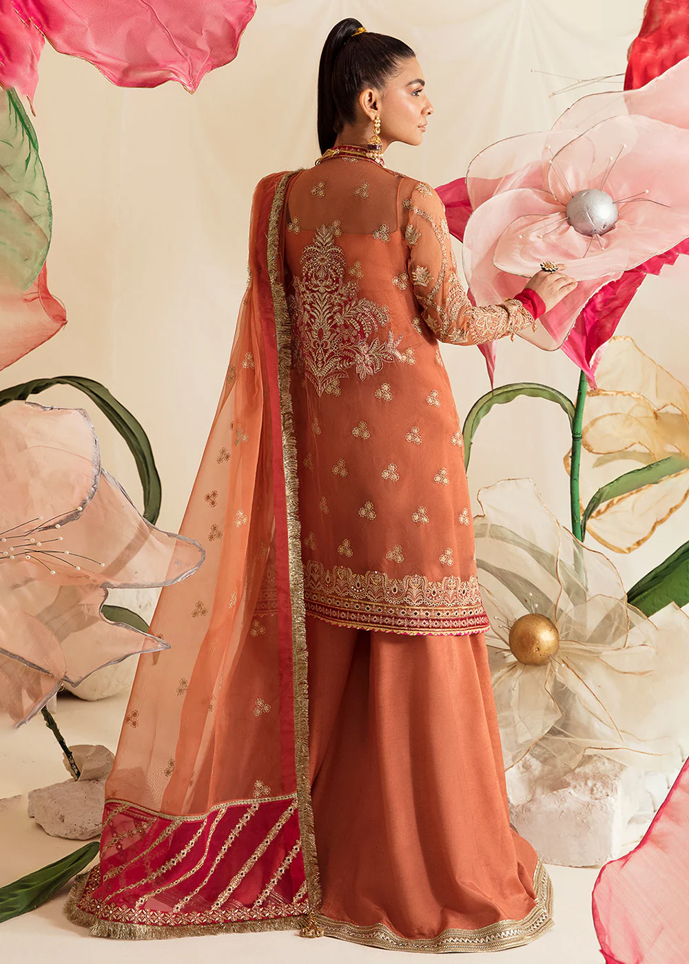 Rust Pakistani Palazzo Suit | Ayzel | Fleur De Lis Formals’23 | Irisa - Image 3