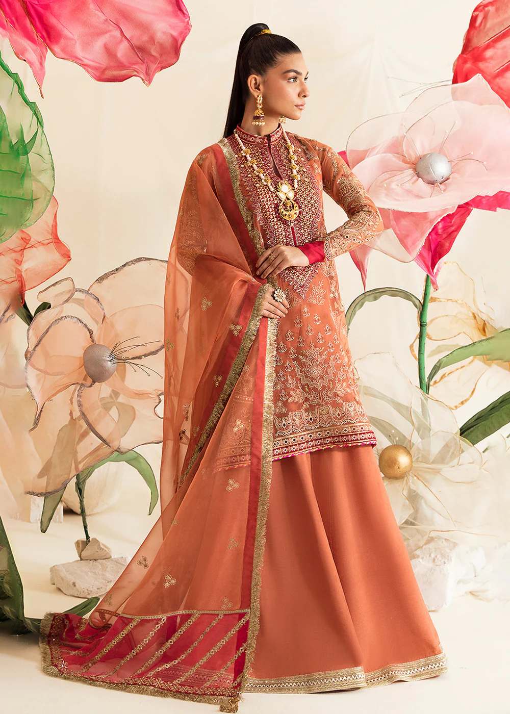 Rust Pakistani Palazzo Suit | Ayzel | Fleur De Lis Formals’23 | Irisa - Image 6