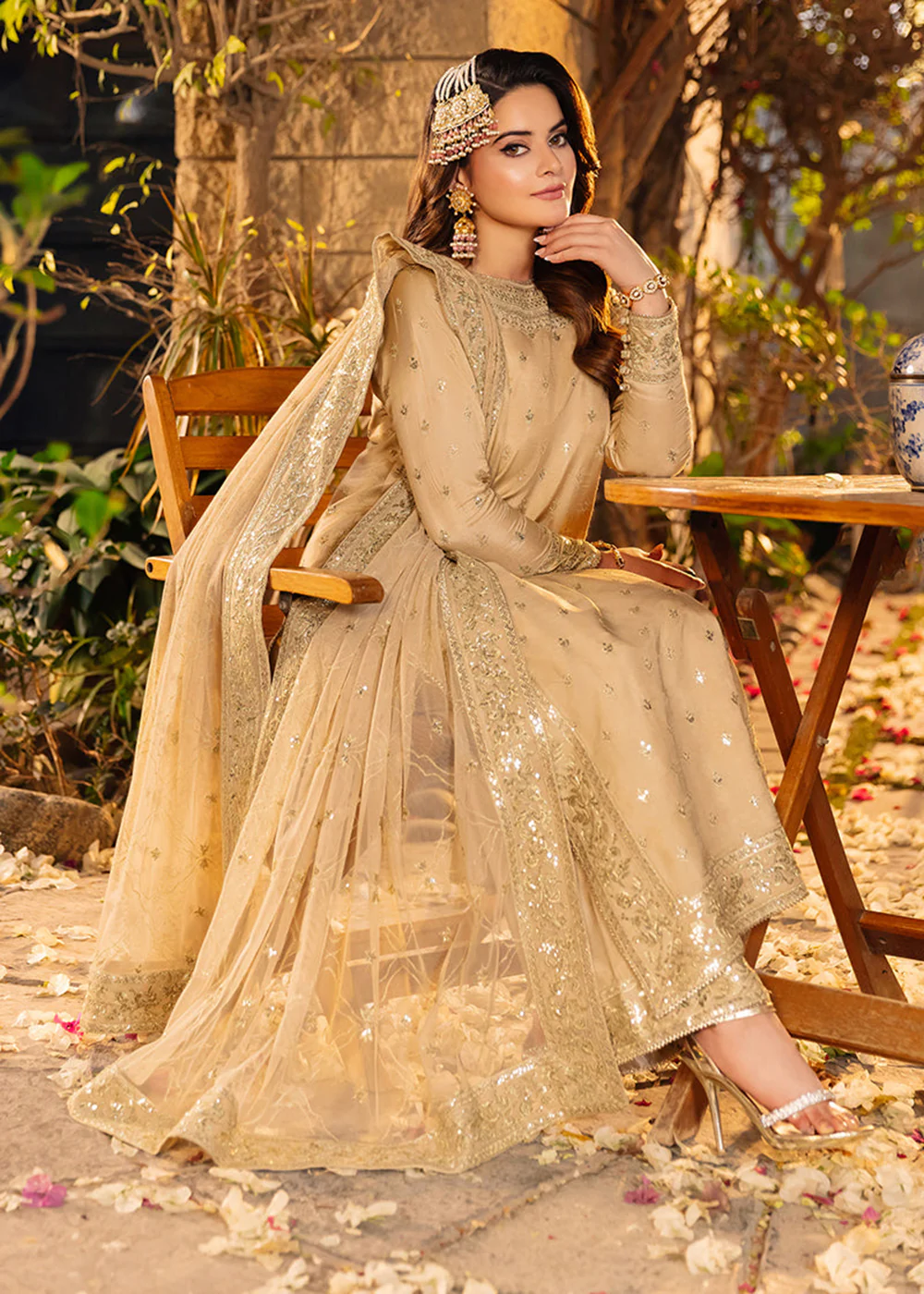 Sand Beige Suit - Maahru, Noorie & Meerub '23 by Asim Jofa - AJSM-45 - Image 3