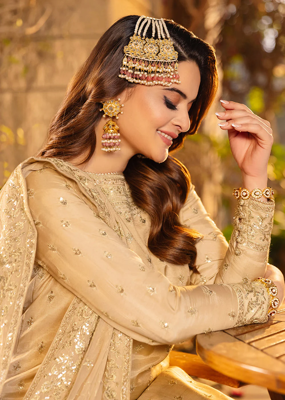 Sand Beige Suit - Maahru, Noorie & Meerub '23 by Asim Jofa - AJSM-45 - Image 5