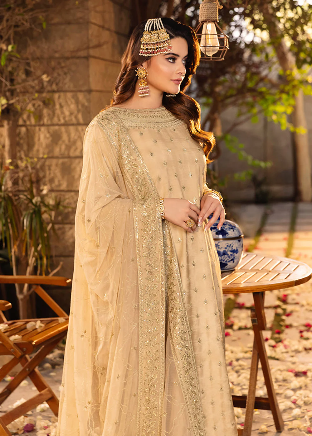 Sand Beige Suit - Maahru, Noorie & Meerub '23 by Asim Jofa - AJSM-45 - Image 8