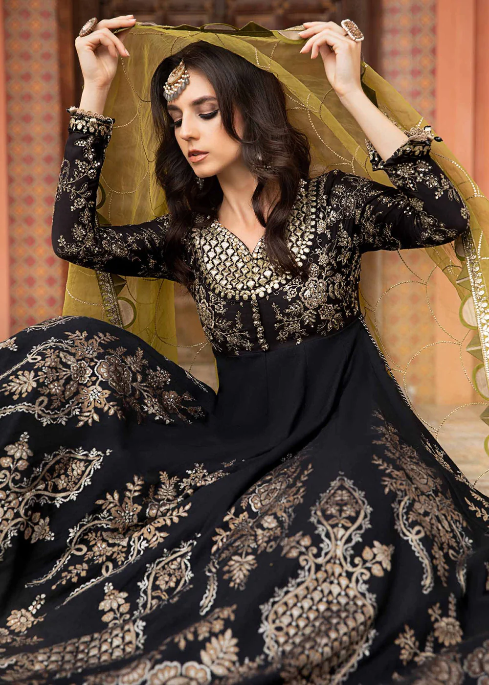 Sateen Unstitched Formals 2023 by Maria B | Black CST-703 - Image 3