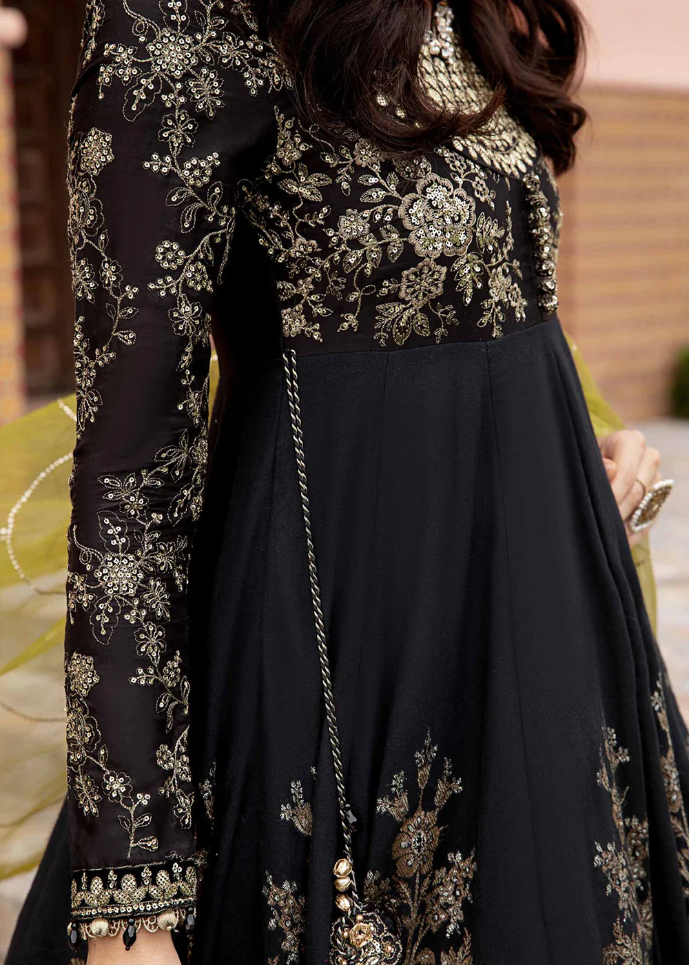 Sateen Unstitched Formals 2023 by Maria B | Black CST-703 - Image 4
