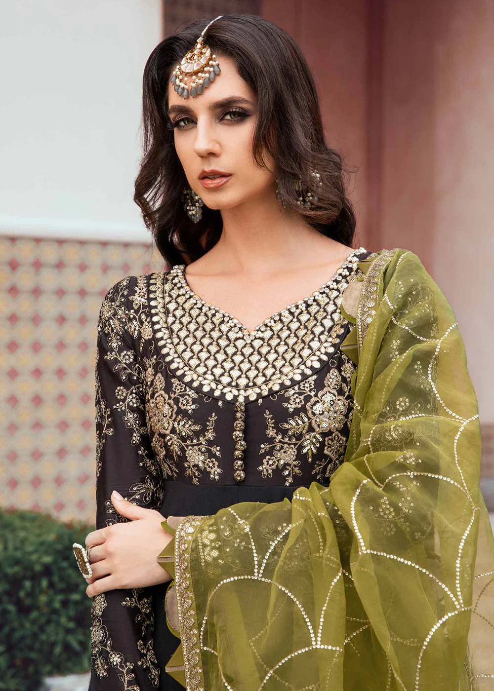 Sateen Unstitched Formals 2023 by Maria B | Black CST-703 - Image 5
