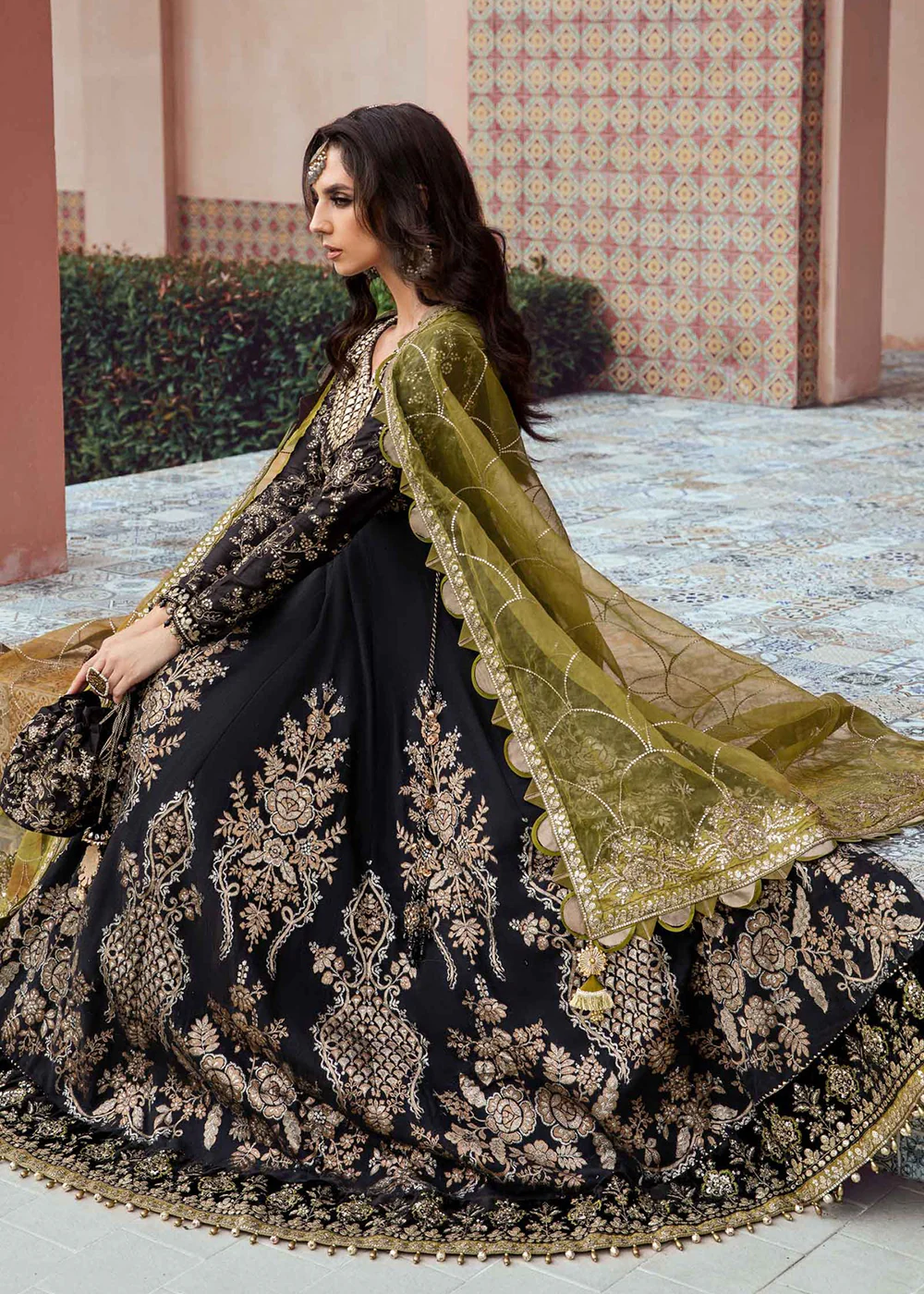Sateen Unstitched Formals 2023 by Maria B | Black CST-703 - Image 7