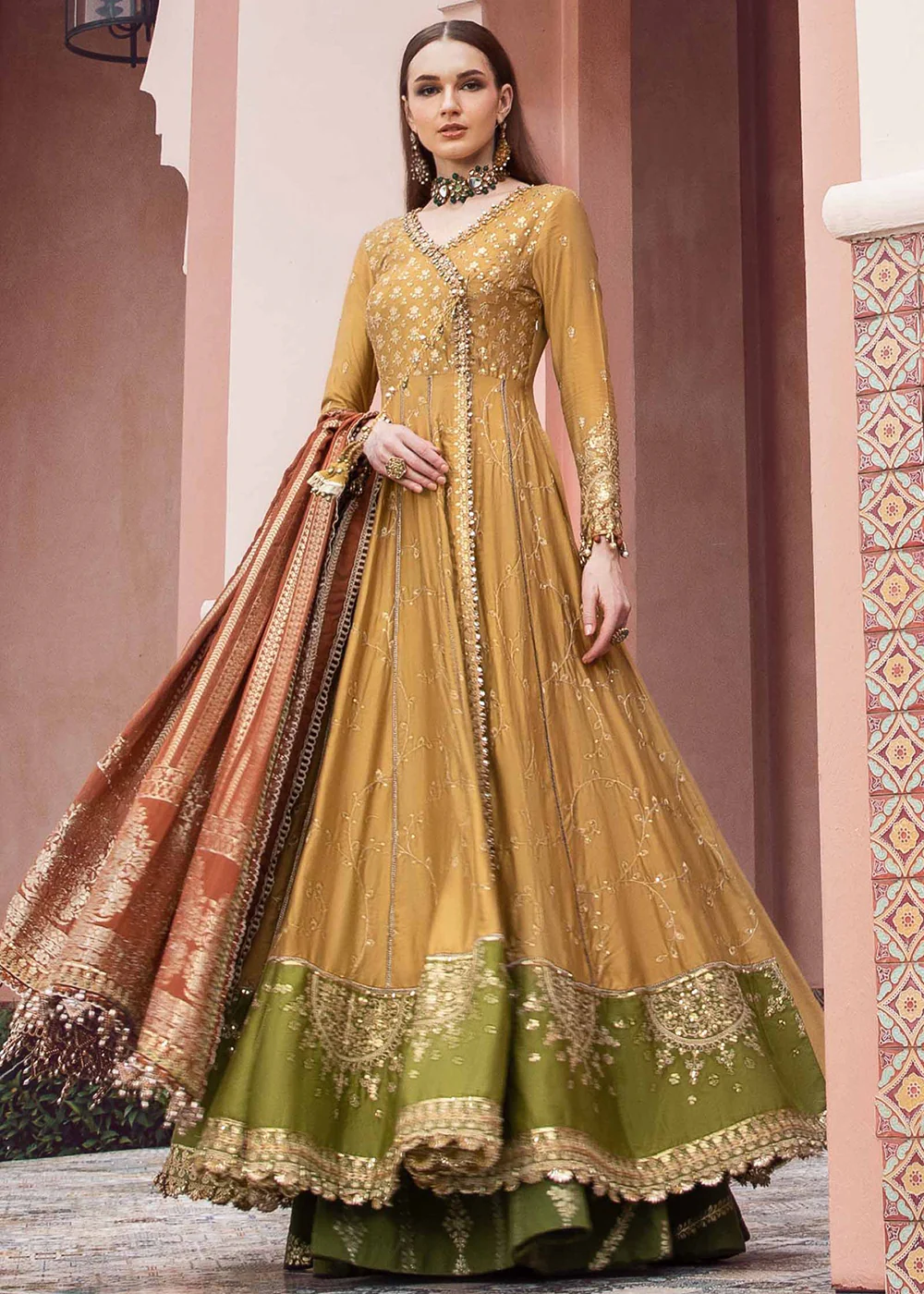 Sateen Unstitched Formals 2023 by Maria B | Mustard CST-702 - Image 6