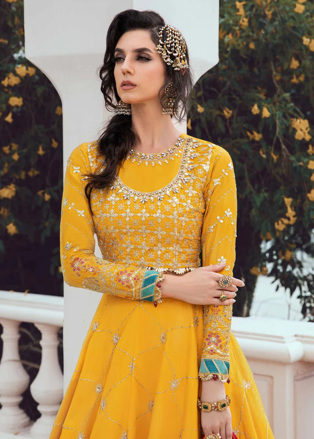 Sateen Unstitched Formals 2023 by Maria B | Yellow CST-705 - Image 5