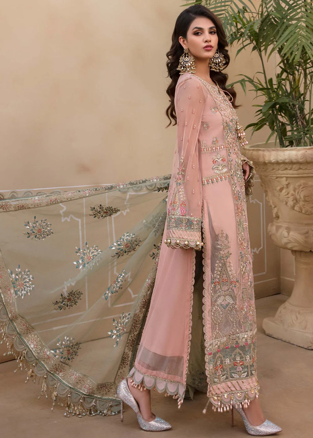 Sea Green Embroidered Suit - Maria B - Mbroidered Heritage Edition - BD-2607 - Image 10