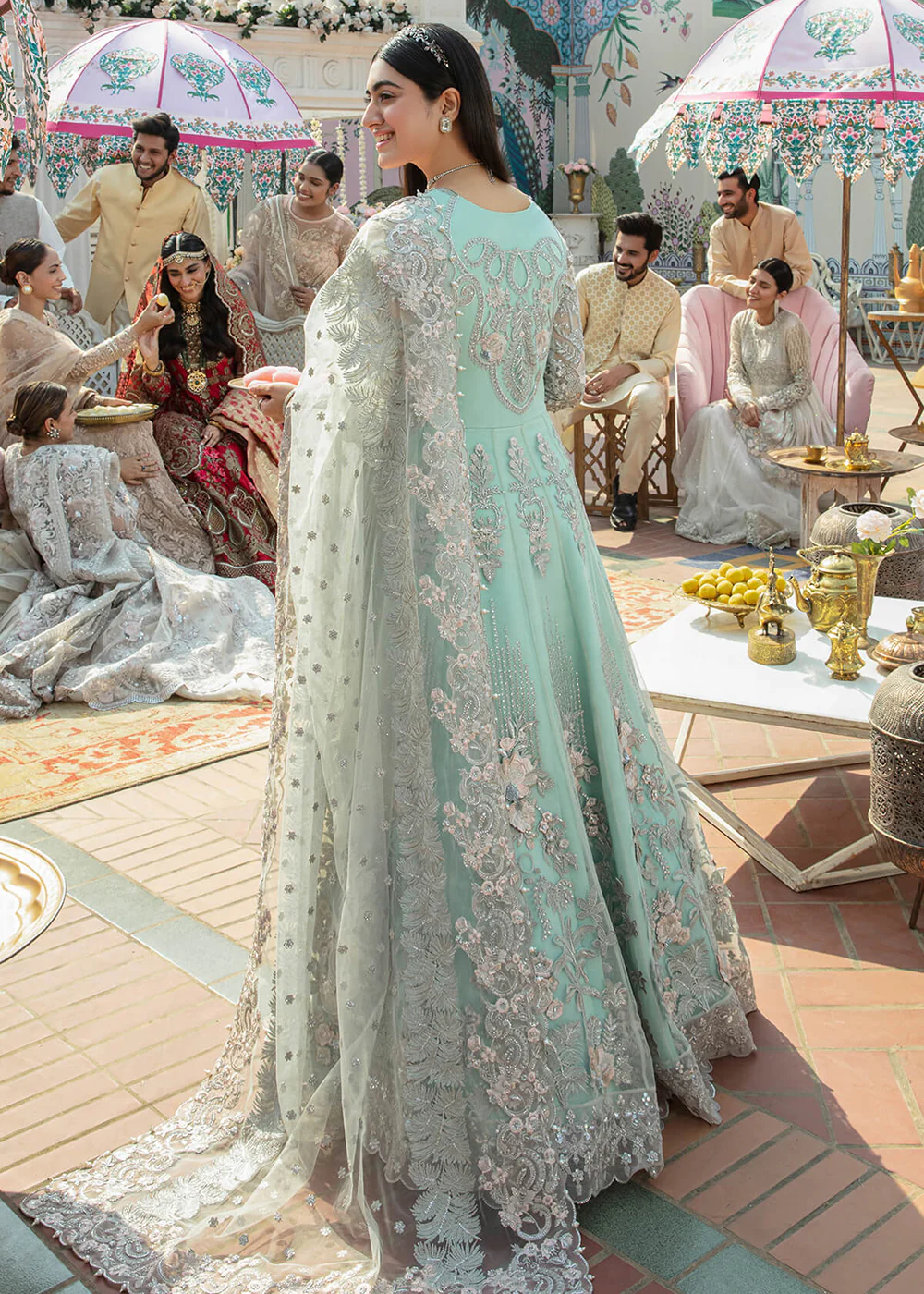 Sea Green Pakistani Maxi Dress | Imrozia Serene Mehram Brides '23 | SB-09 - Arwah - Image 3