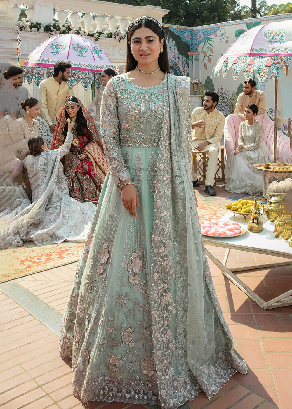 Sea Green Pakistani Maxi Dress | Imrozia Serene Mehram Brides '23 | SB-09 - Arwah - Image 4