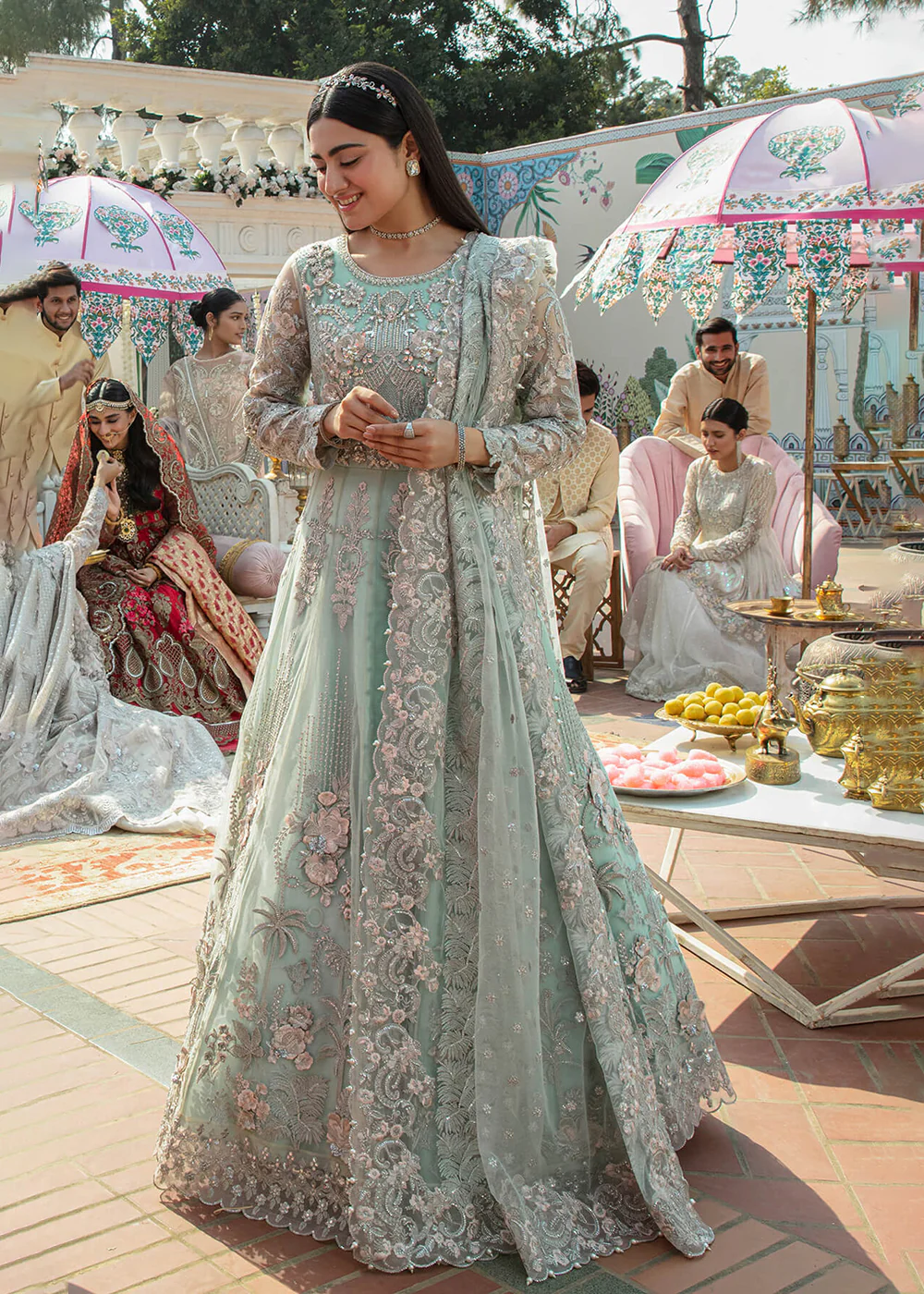 Sea Green Pakistani Maxi Dress | Imrozia Serene Mehram Brides '23 | SB-09 - Arwah - Image 6