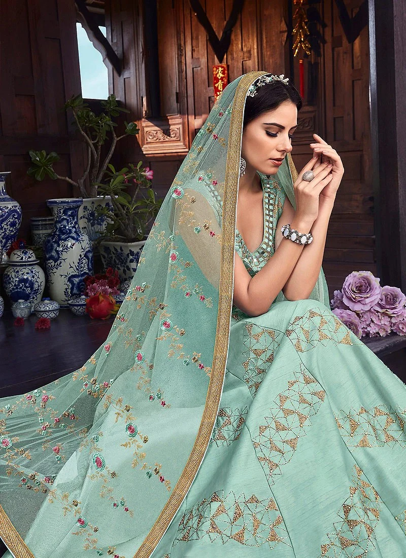Sensational Blue Embroidered Floor Length Anarkali - Image 3