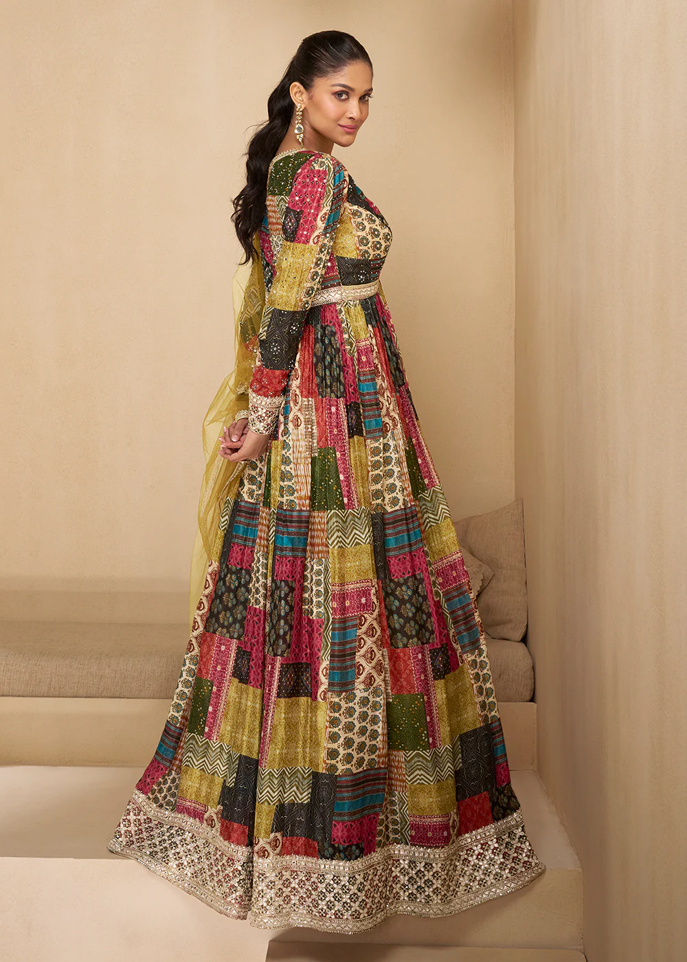 Sequins Work Embroidered Multicolor Wedding Anarkali Gown - Image 3