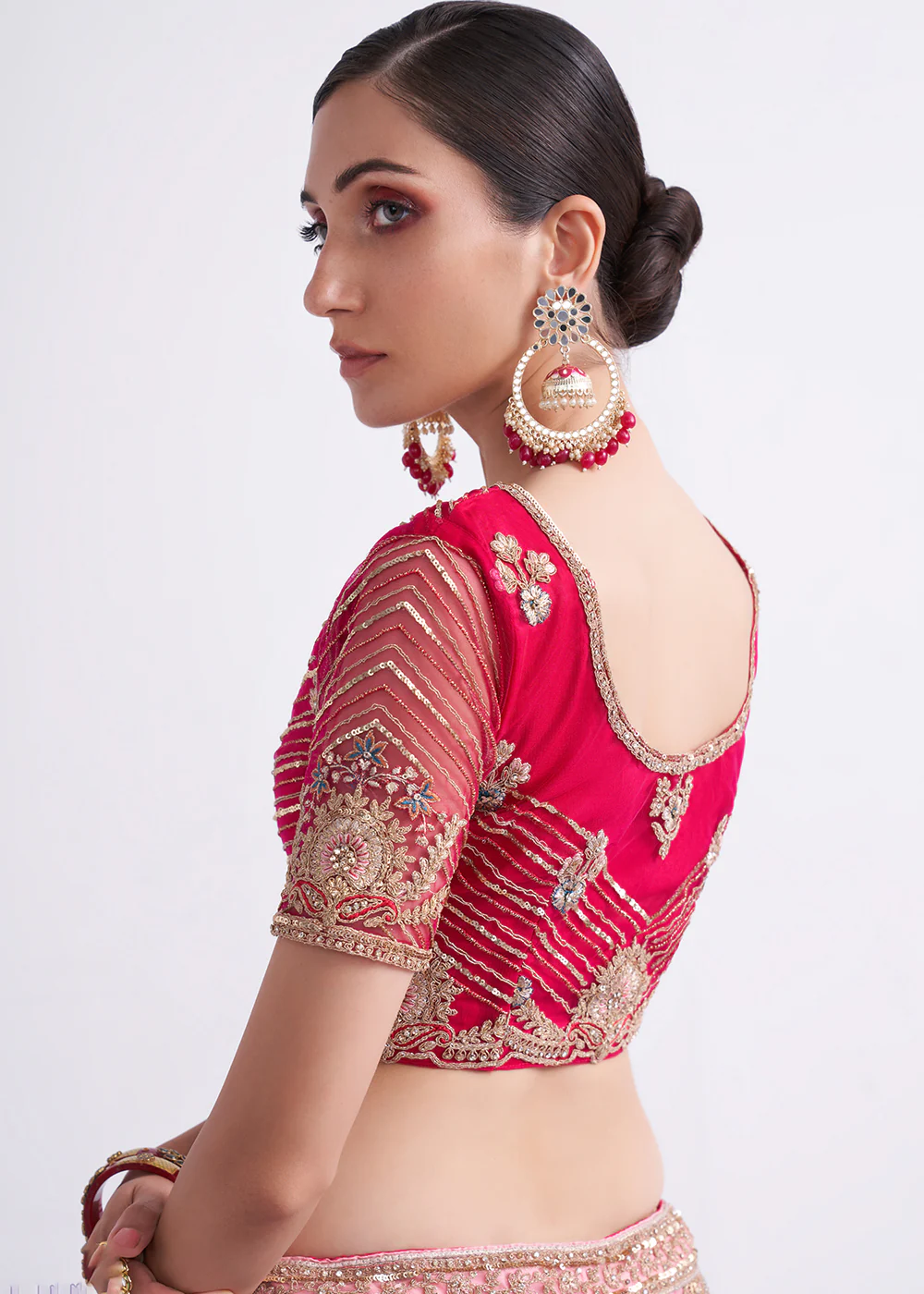 Shaded Rani Pink Wedding Style Designer Bridal Lehenga Choli - Image 3