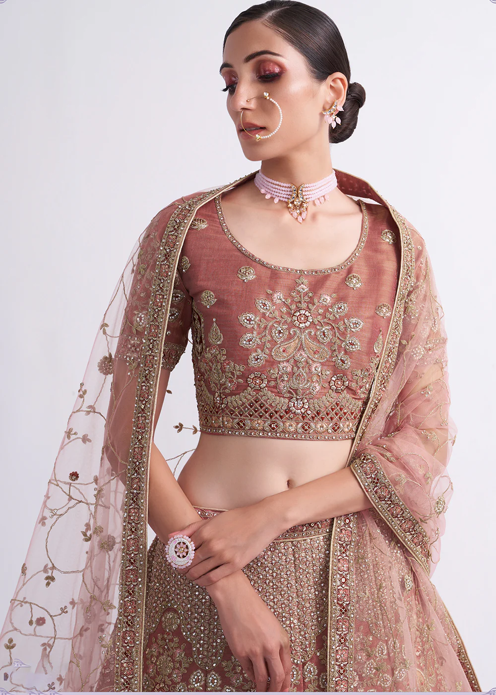 Shaded Rust Maroon Wedding Style Designer Bridal Lehenga Choli - Image 2
