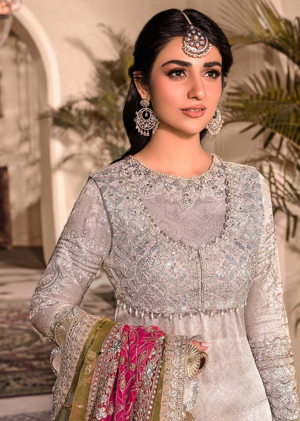 Silver Embroidered Suit - Maria B - Mbroidered Heritage Edition - BD-2601 - Image 4