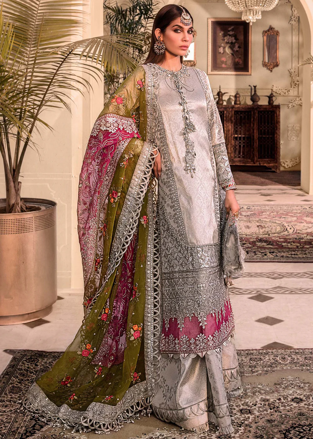 Silver Embroidered Suit - Maria B - Mbroidered Heritage Edition - BD-2601 - Image 7