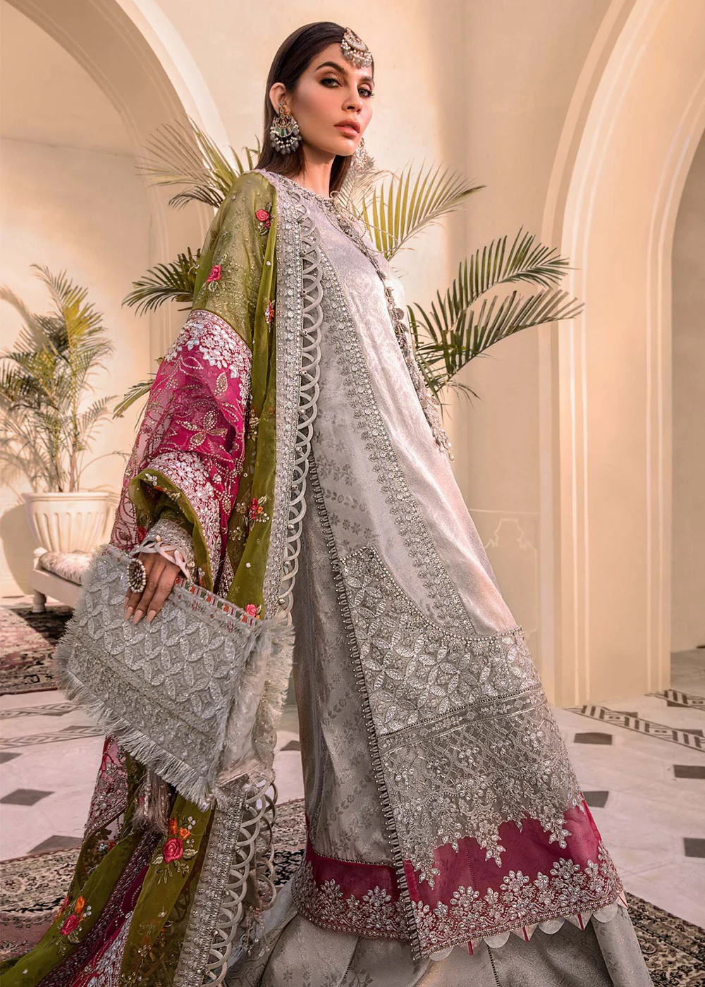 Silver Embroidered Suit - Maria B - Mbroidered Heritage Edition - BD-2601 - Image 8