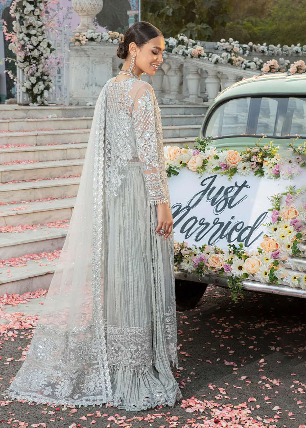 Silver Pakistani Sharara Suit | Imrozia Serene Mehram Brides '23 | SB-15 - FANAA - Image 3