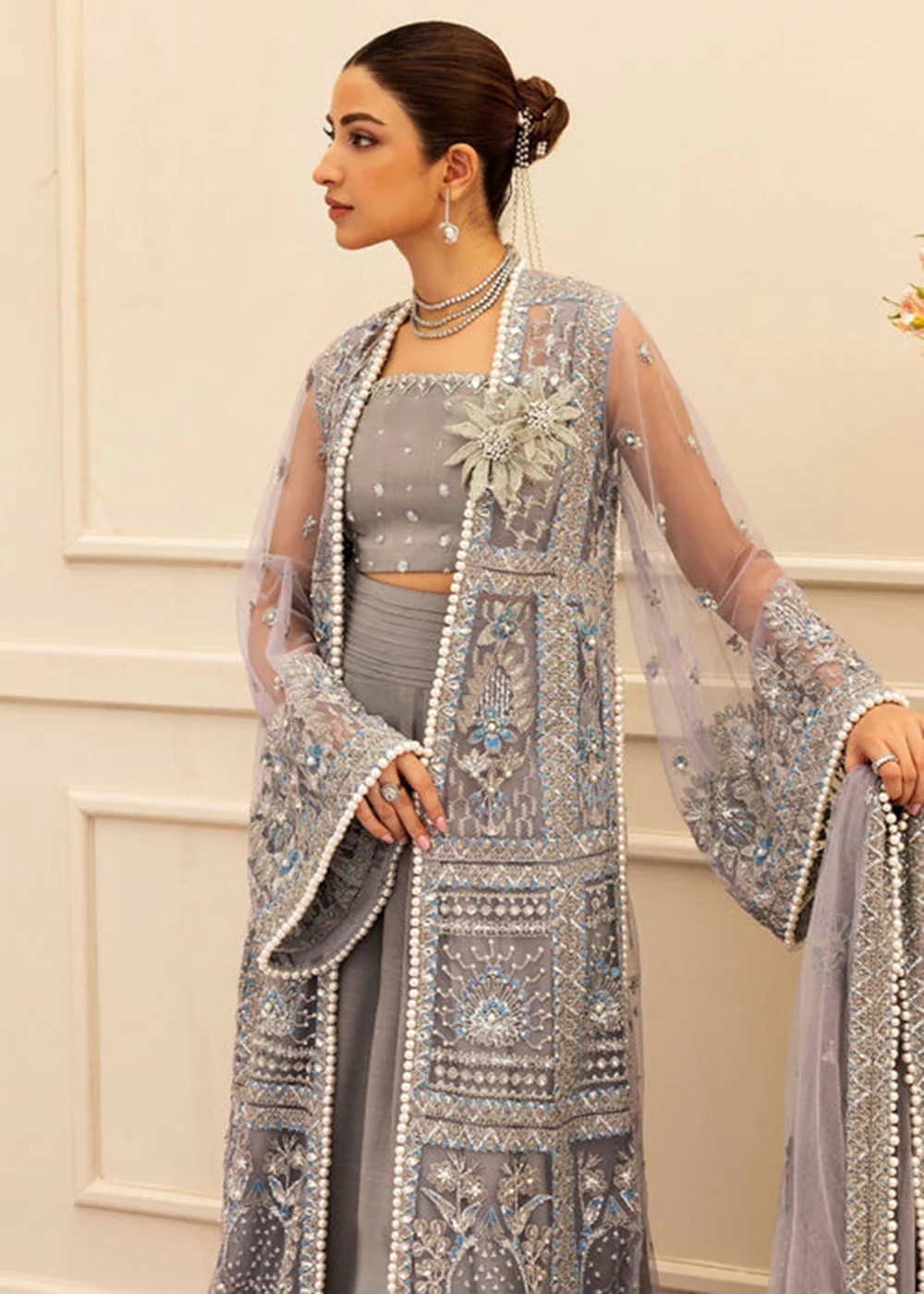 Siraa Luxury Formals '25 by Sadaf Fawad Khan | Overcast Whisper - Image 2