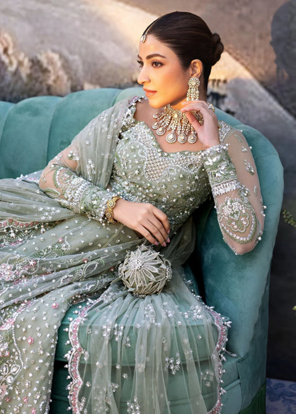 Siraa Luxury Formals '25 by Sadaf Fawad Khan | Seafoam - Image 2