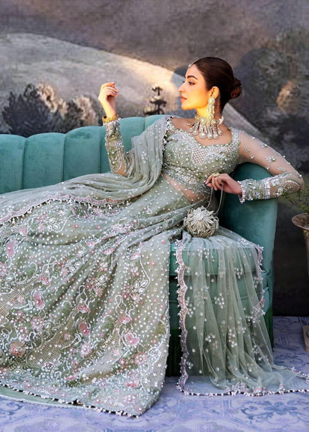 Siraa Luxury Formals '25 by Sadaf Fawad Khan | Seafoam - Image 3