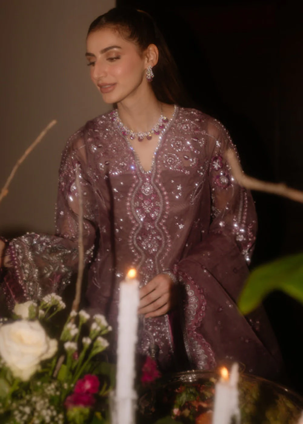 Siraa Luxury Formals '25 by Sadaf Fawad Khan | Wistful Mauve - Image 5