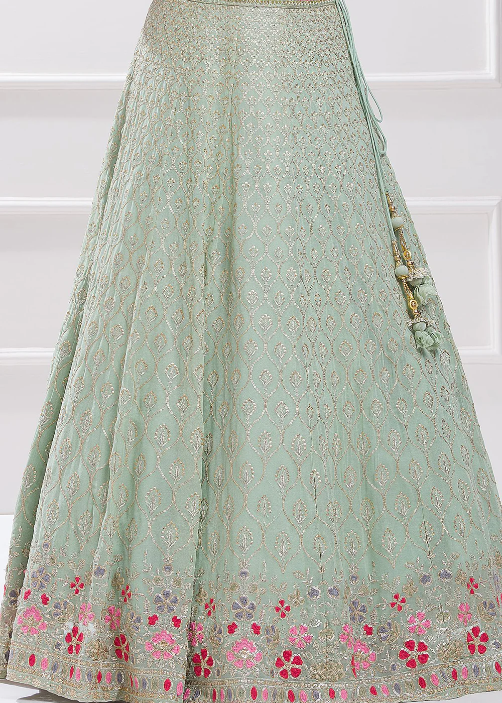 Sky Blue Festive Style Embroidered Lehenga Choli - Image 4