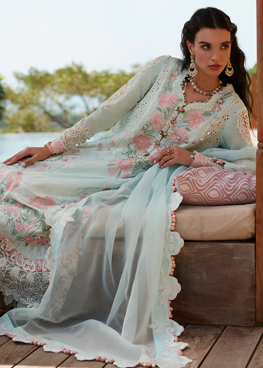 Sky Blue Lawn Suit - Elan - Luxury Lawn '23 - ZIVA-EL23-03A - Image 7
