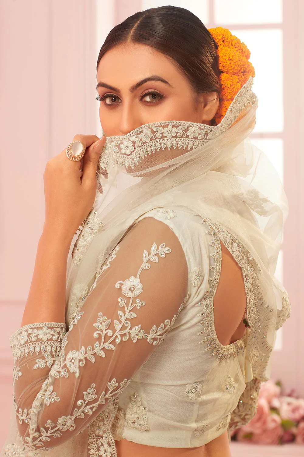 Snow Off White Wedding Stone Embroidered Lehanga - Image 2