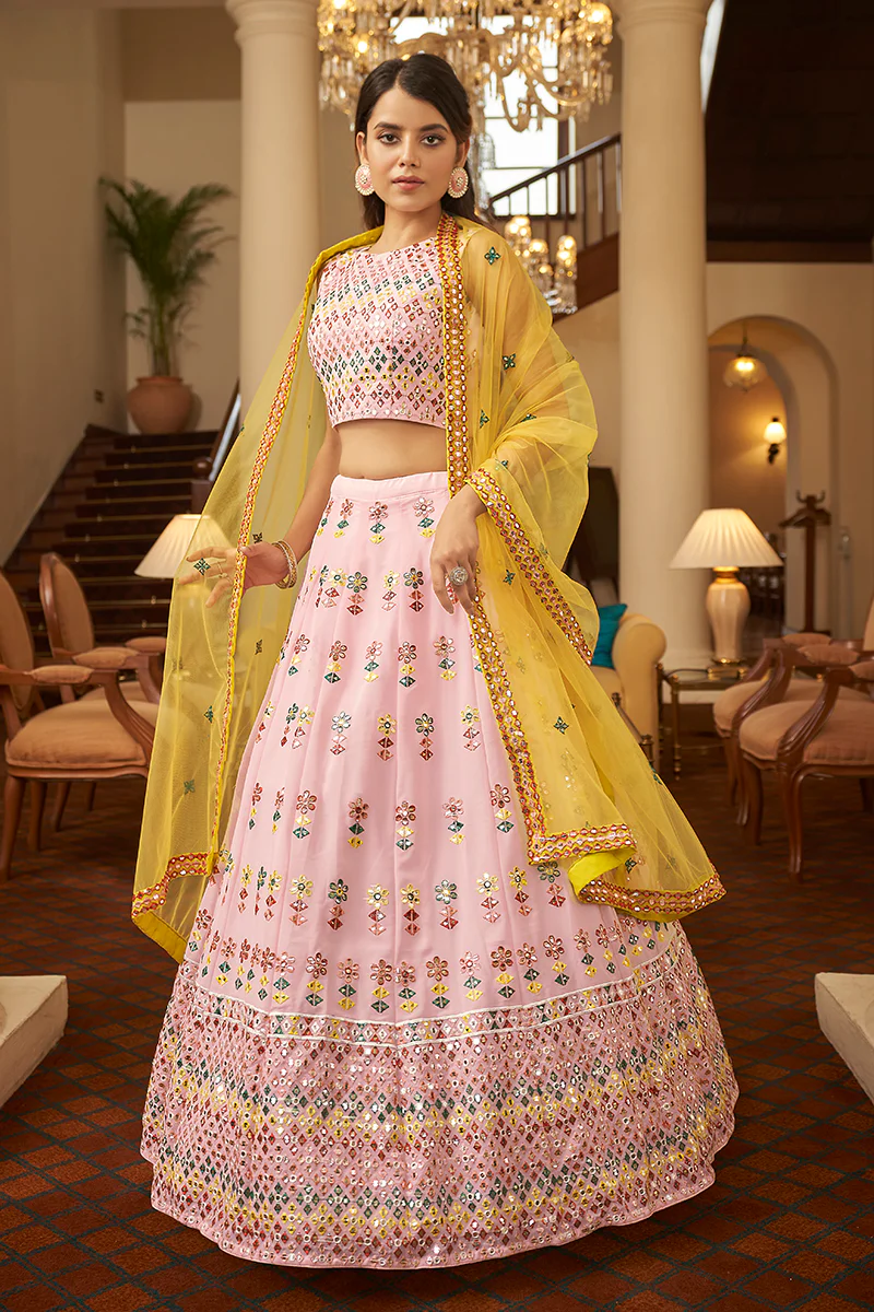 Soft Pink Gotta Patti Embroidered Lehenga Choli