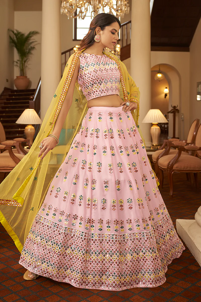 Soft Pink Gotta Patti Embroidered Lehenga Choli - Image 3