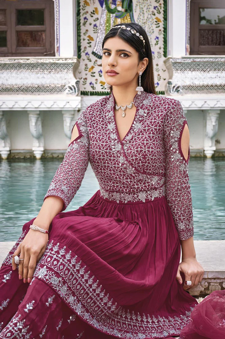 Splendid Pink Pure Georgette Embroidered Sharara Suit - Image 2