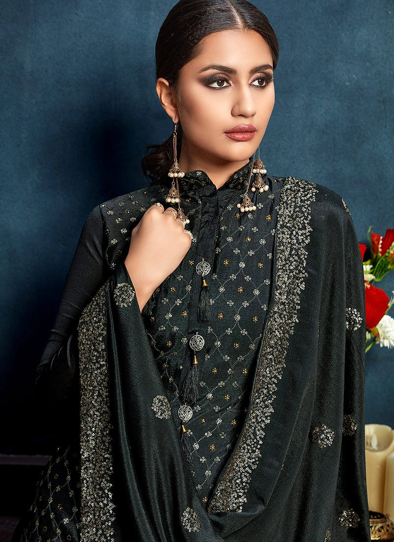Stunning Grey Chinon Trendy Palazzo Salwar Suit - Image 2