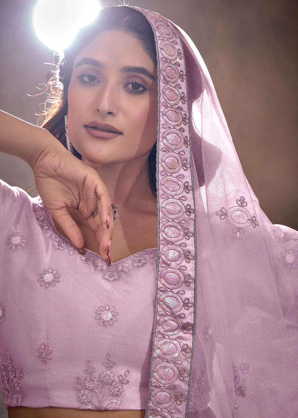 Stunning Lavender Embroidered Festive Lehenga Choli - Image 2