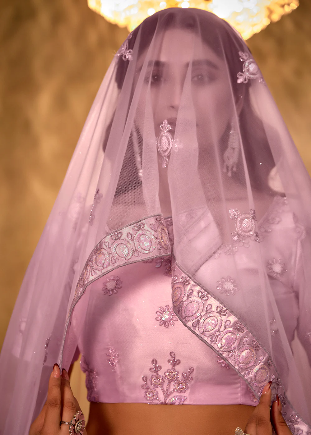 Stunning Lavender Embroidered Festive Lehenga Choli - Image 4