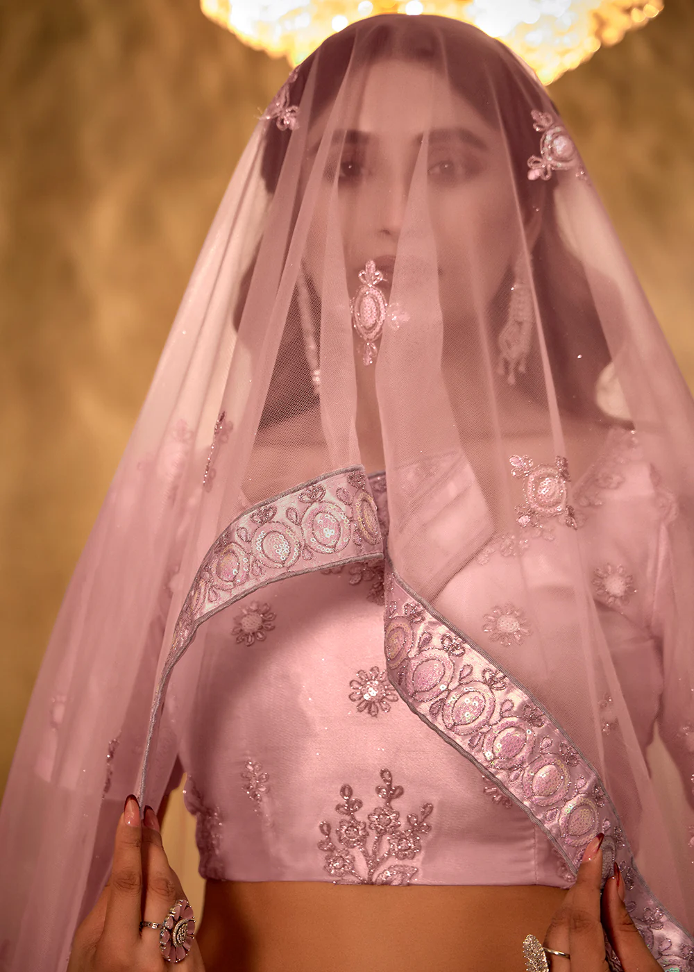 Stunning Peach Embroidered Festive Lehenga Choli - Image 3