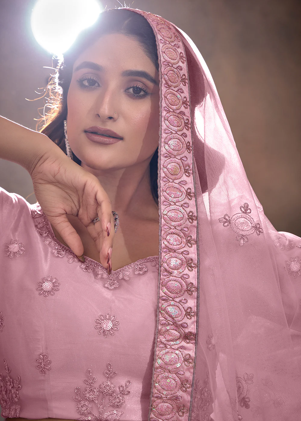Stunning Pink Embroidered Festive Lehenga Choli - Image 2