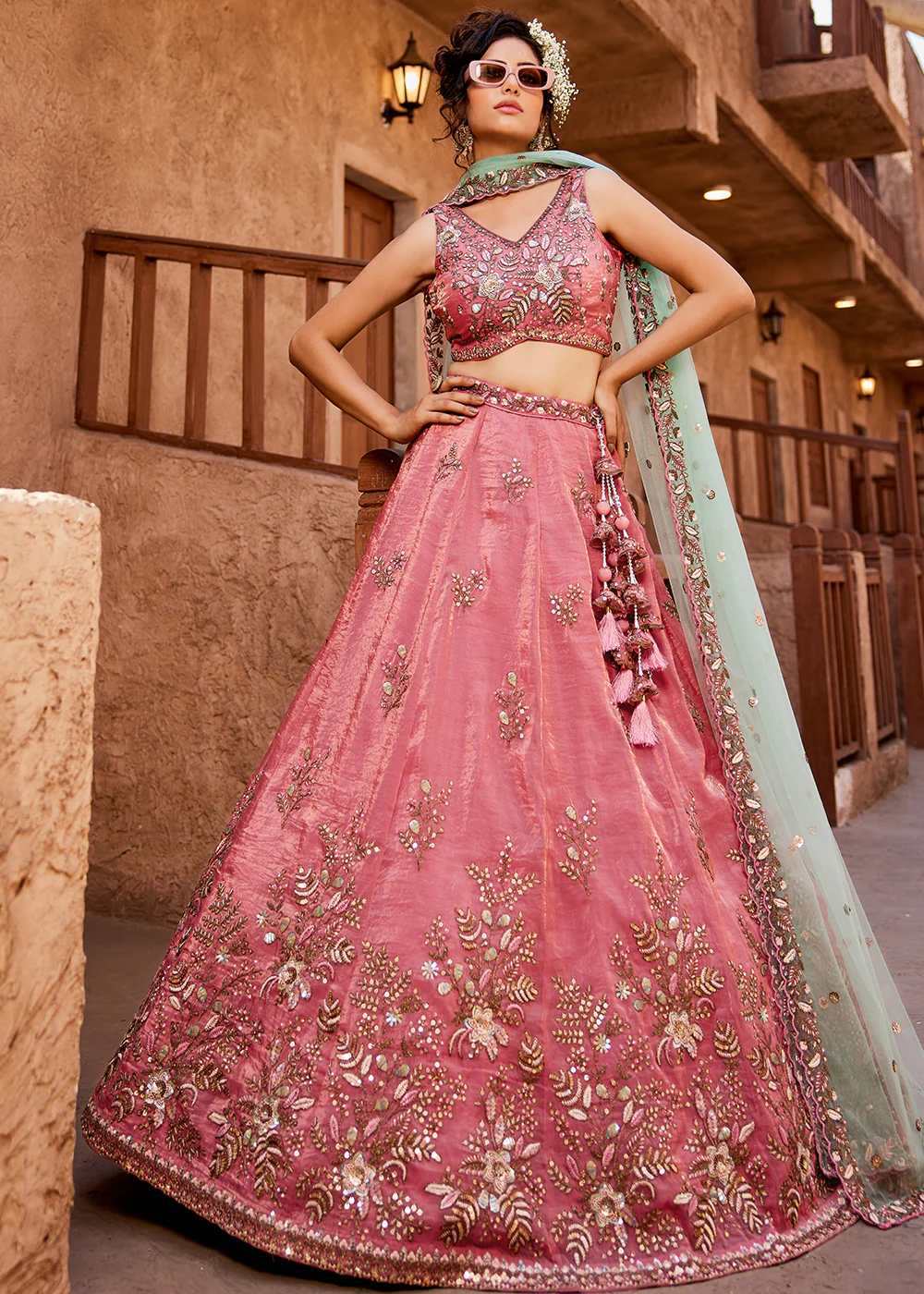 Stunning Wedding Wear Pink Embroidered Lehenga Choli