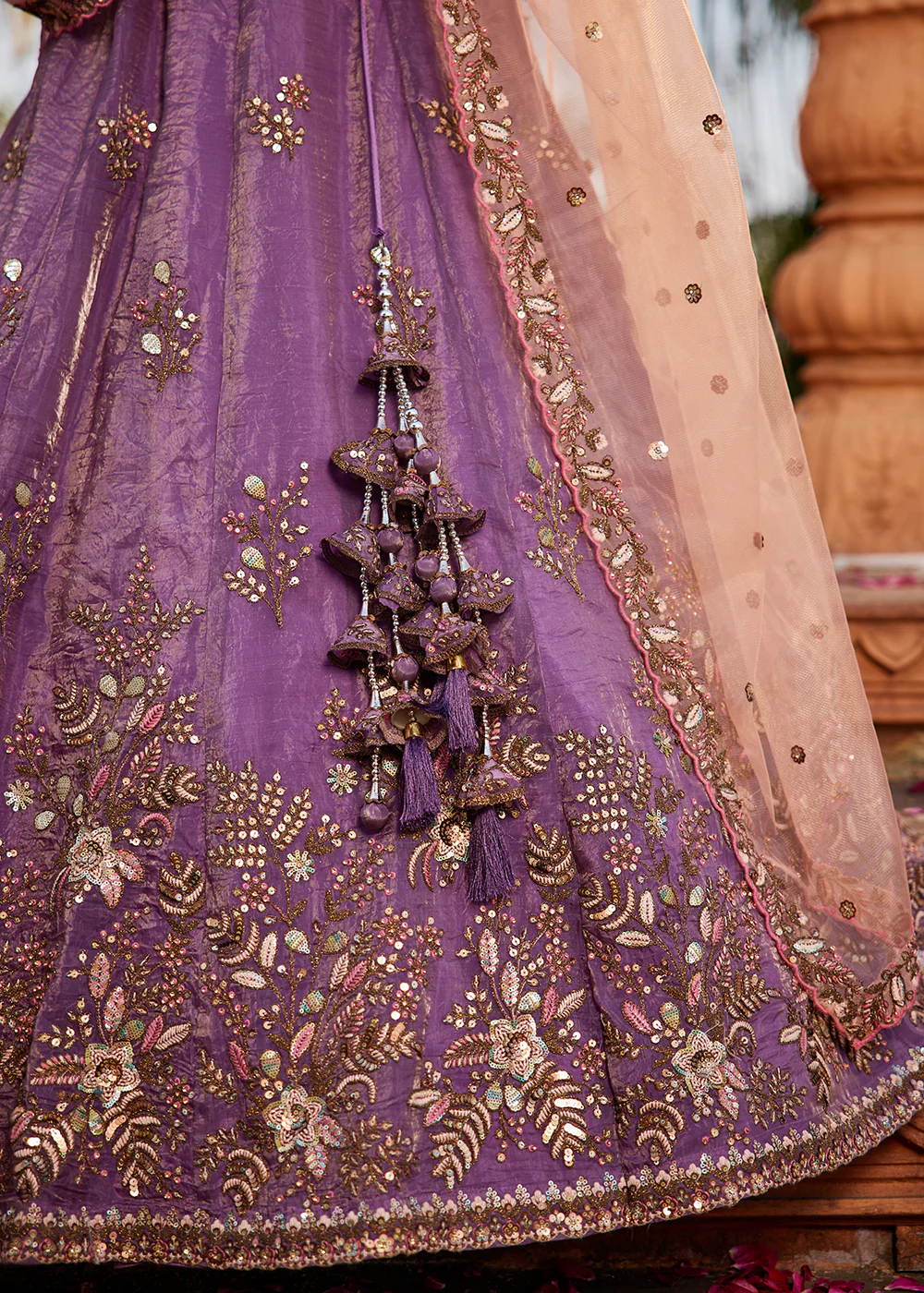 Stunning Wedding Wear Purple Embroidered Lehenga Choli - Image 7